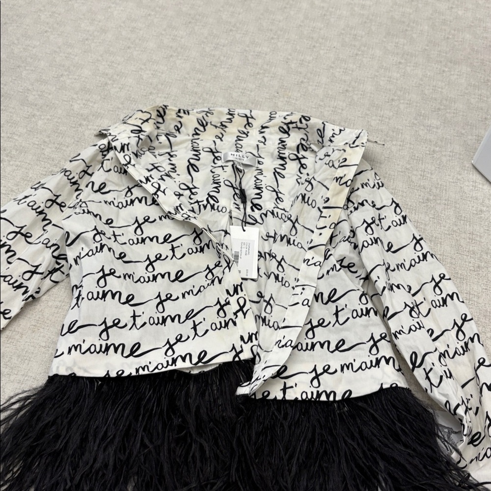 Milly Black and White Script Top